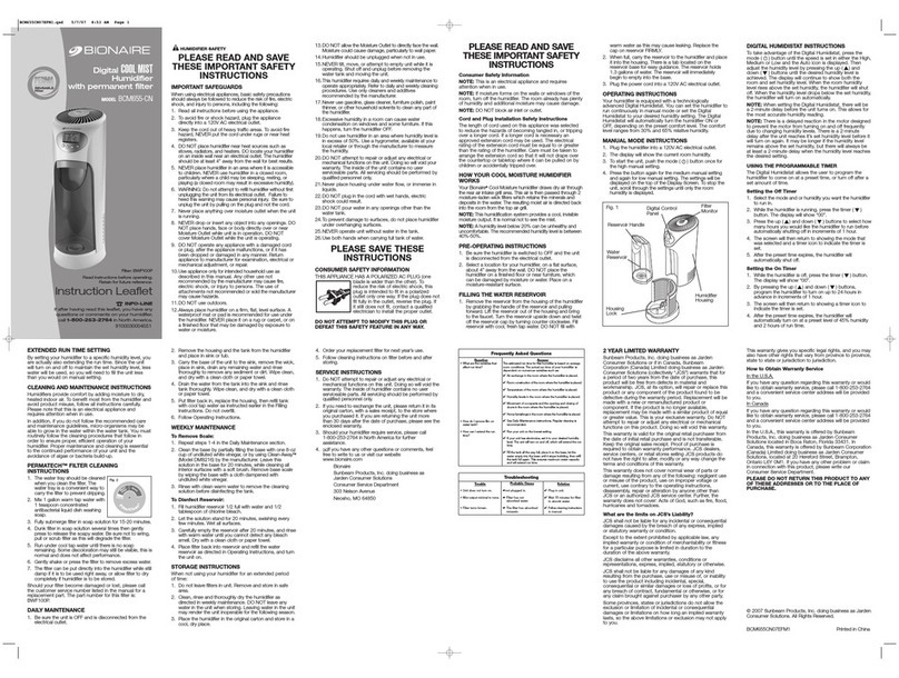 Bionaire BCM655-CN Instruction leaflet