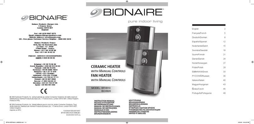 Bionaire BCH920 instruction manual