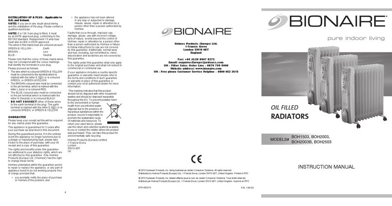 Bionaire BOH1503 instruction manual