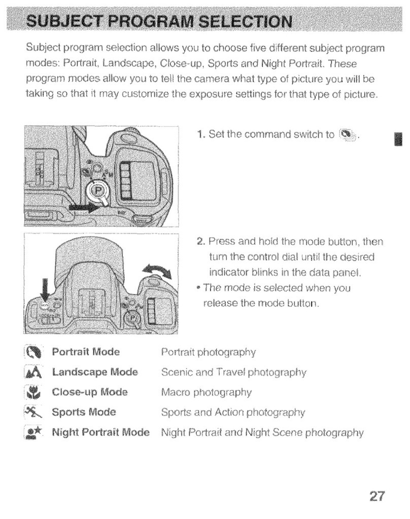 Minolta MAXXUM 500SI - PROGRAM SELECTION manual