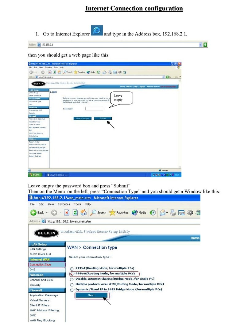 Belkin CONNECTION PPPOA User manual