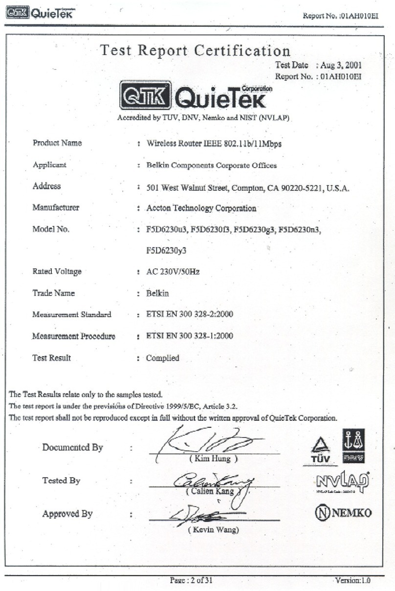 Belkin F5D6230-3CE4 Declaration of conformity Belkin F5D6230-3CE4 Declaration of conformity
