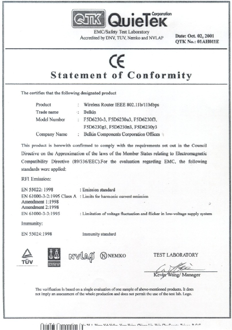 Belkin F5D6230-3 Declaration of conformity