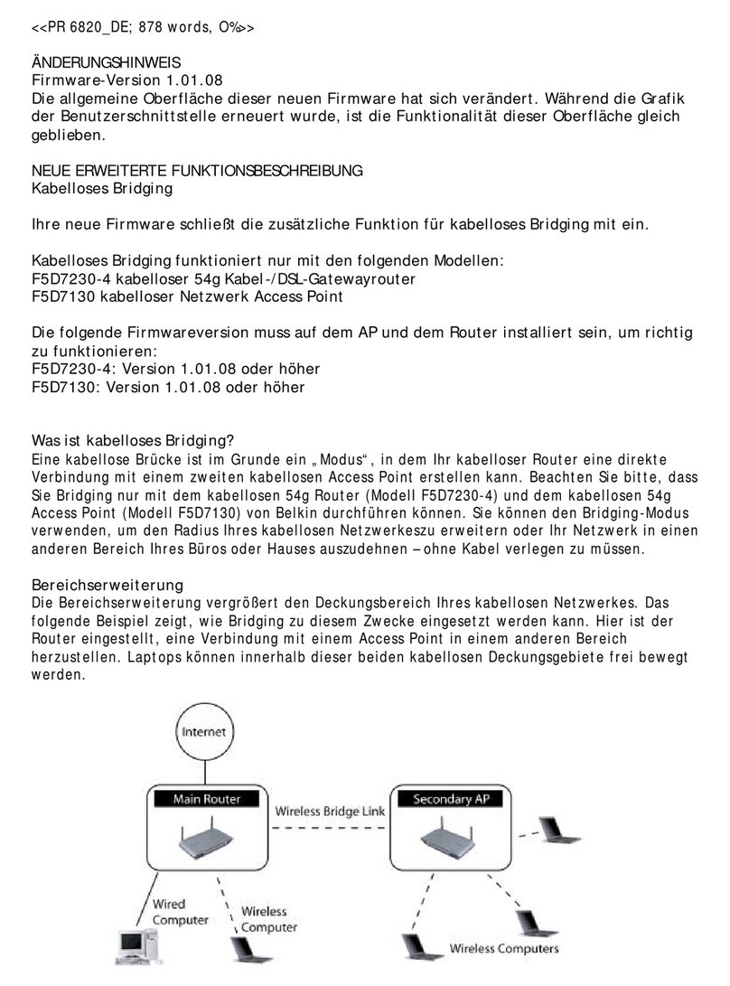 Belkin WIRELESSBRIDGE GERMAN Quick start guide Belkin WIRELESSBRIDGE GERMAN Quick start guide