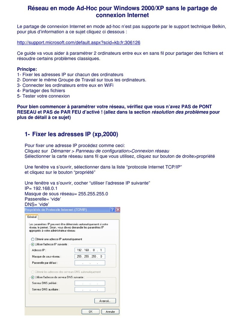 Belkin RESEAU EN MODE AD HOC WIFI-SANS INTERNET Assembly instructions