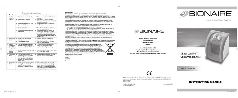 Bionaire BCH160 instruction manual