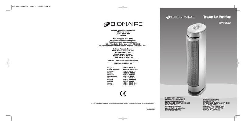 Bionaire BAP830 instruction manual