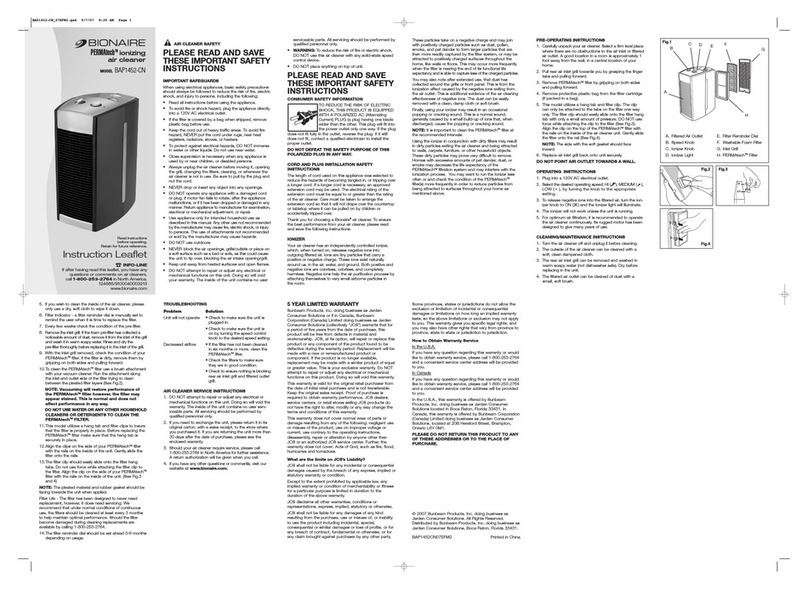 Bionaire BAP1452-CN Instruction leaflet