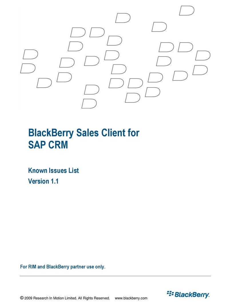 Blackbe;rry Sales Client for SAP CRM User manual Blackbe;rry Sales Client for SAP CRM User manual