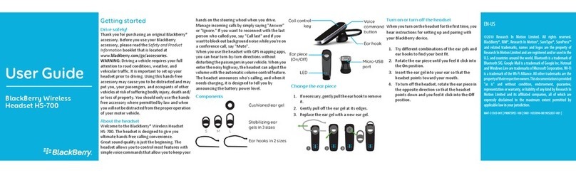 Blackbe;rry HS-700 User manual Blackbe;rry HS-700 User manual