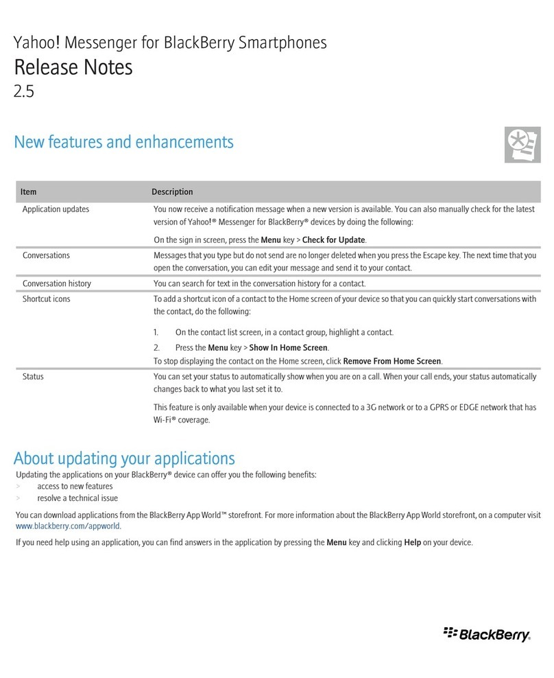 Blackbe;rry Yahoo! Messenger for BlackBerry Smartphones... Instruction Manual Blackbe;rry Yahoo! Messenger for BlackBerry Smartphones... Instruction Manual