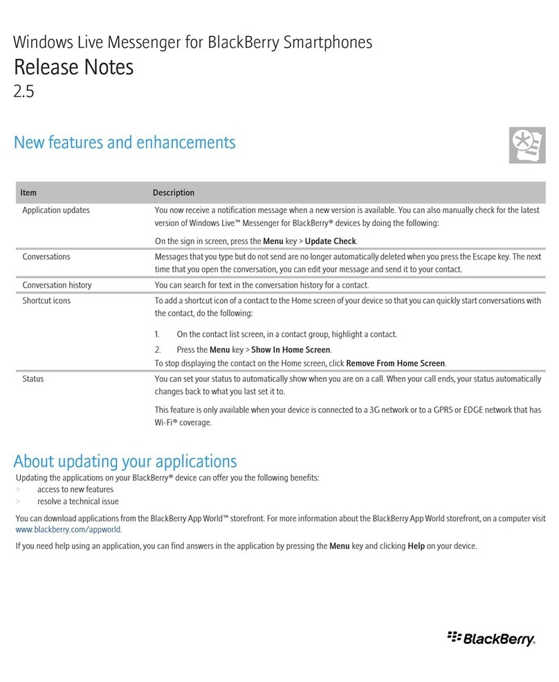 Blackbe;rry Windows Live Messenger for BlackBerry Smartphones... Instruction Manual Blackbe;rry Windows Live Messenger for BlackBerry Smartphones... Instruction Manual