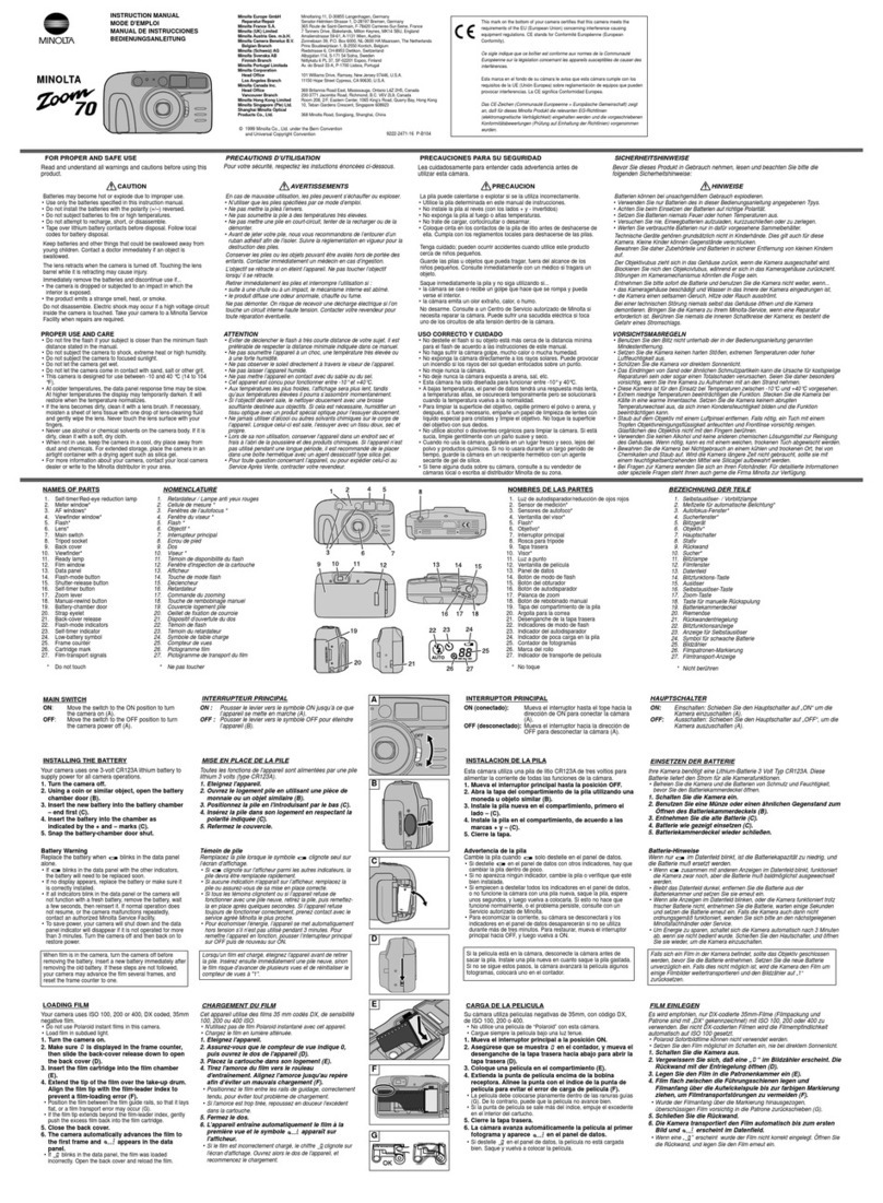 Minolta ZOOM 70 instruction manual