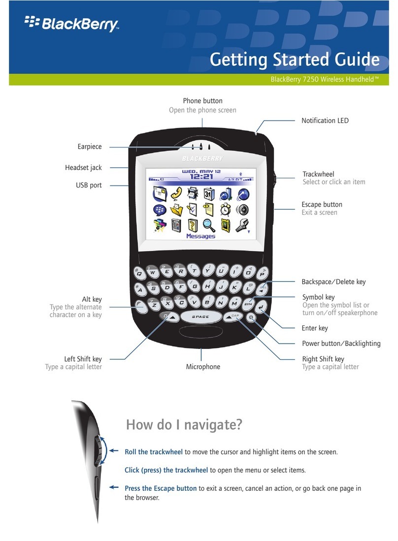 Blackbe;rry 7250 WIRELESS HANDHELD User manual Blackbe;rry 7250 WIRELESS HANDHELD User manual
