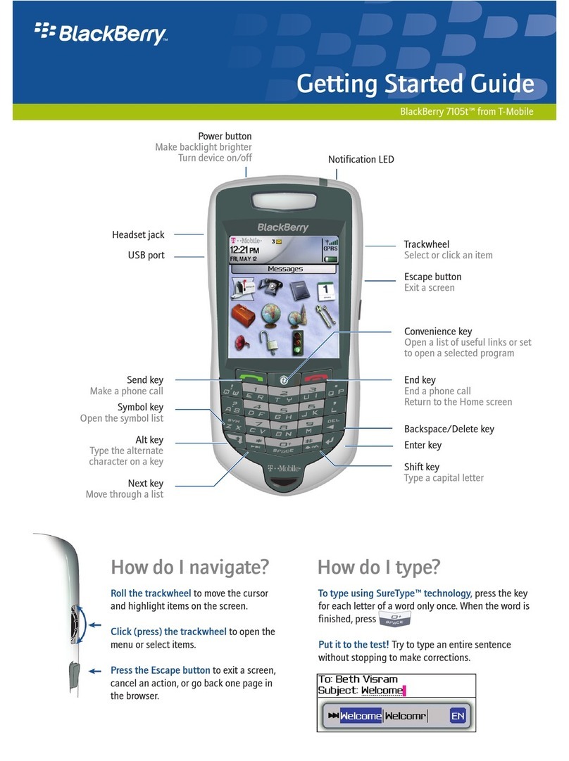 Blackbe;rry 7105T - GETTING STARTED GUIDE FROM T-MOBILE... User manual