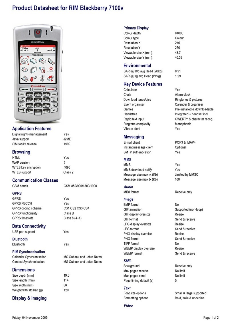 Blackbe;rry Vodafone 7100v User manual