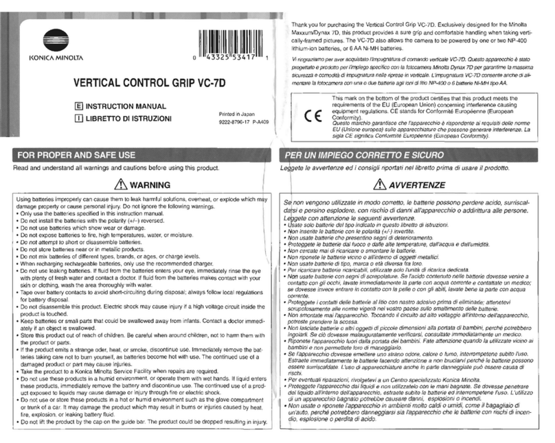 Minolta VC-7D - IR REMOTE CONTRO LRC-3 User manual