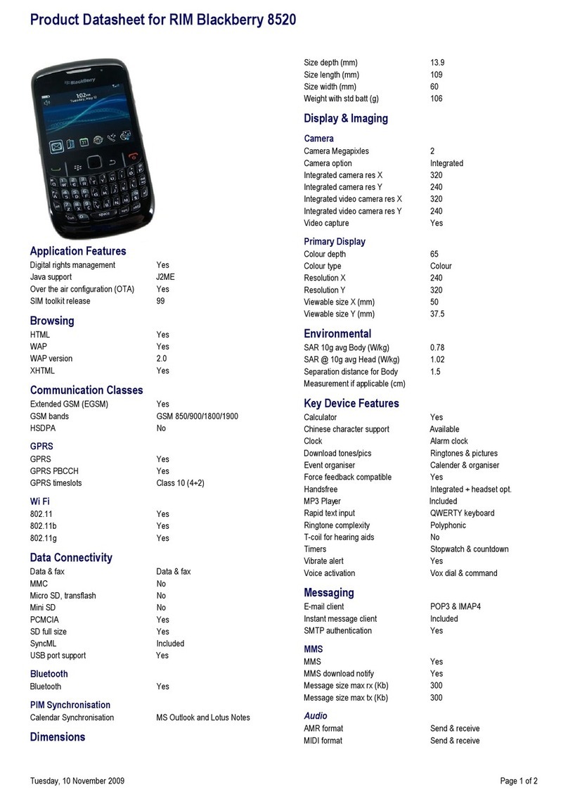 Blackbe;rry CURVE 8520 - VERSION 4.6.1 User manual