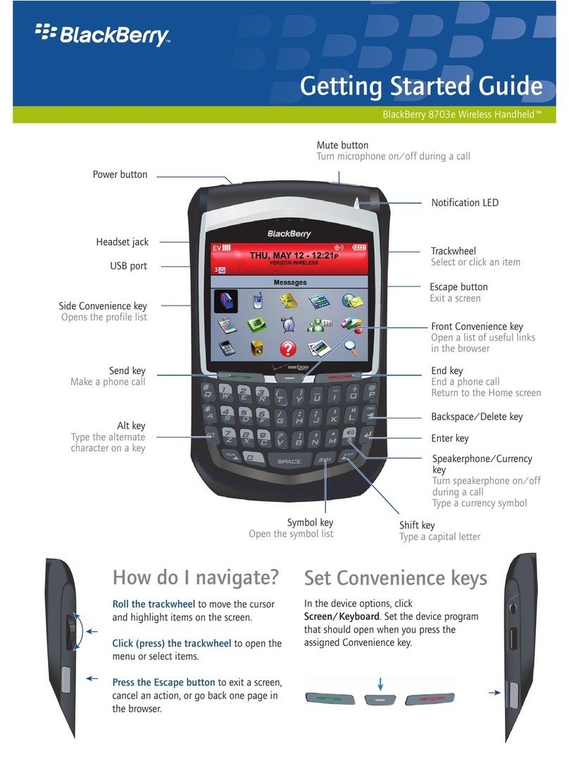Blackbe;rry 8703E WIRELESS HANDHELD - GETTING STARTED GUIDE FROM... User manual