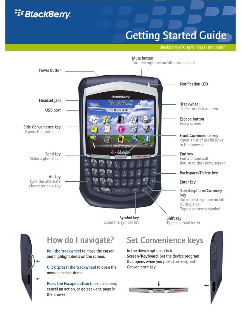 Blackbe;rry 8700G - GETTING STARTED GUIDE FROM T-MOBILE... User manual