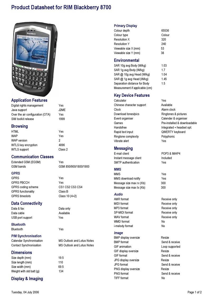 Blackbe;rry 8700 Series User manual