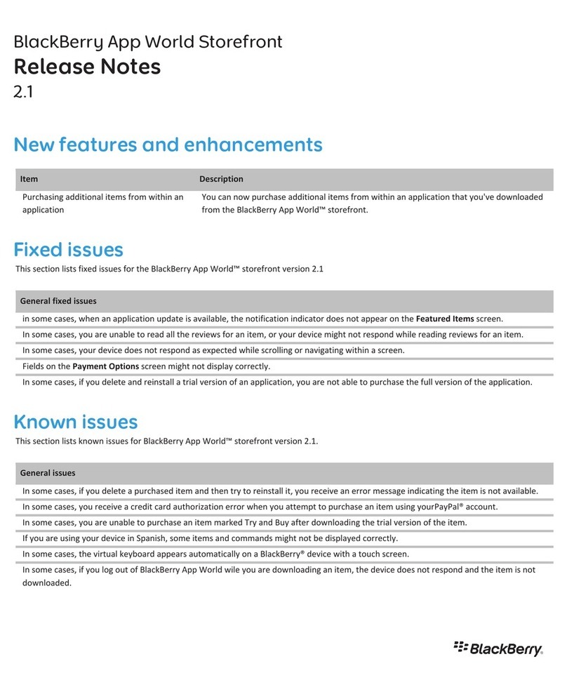 Blackbe;rry APP WORLD STOREFRONT 2.1 Instruction Manual Blackbe;rry APP WORLD STOREFRONT 2.1 Instruction Manual