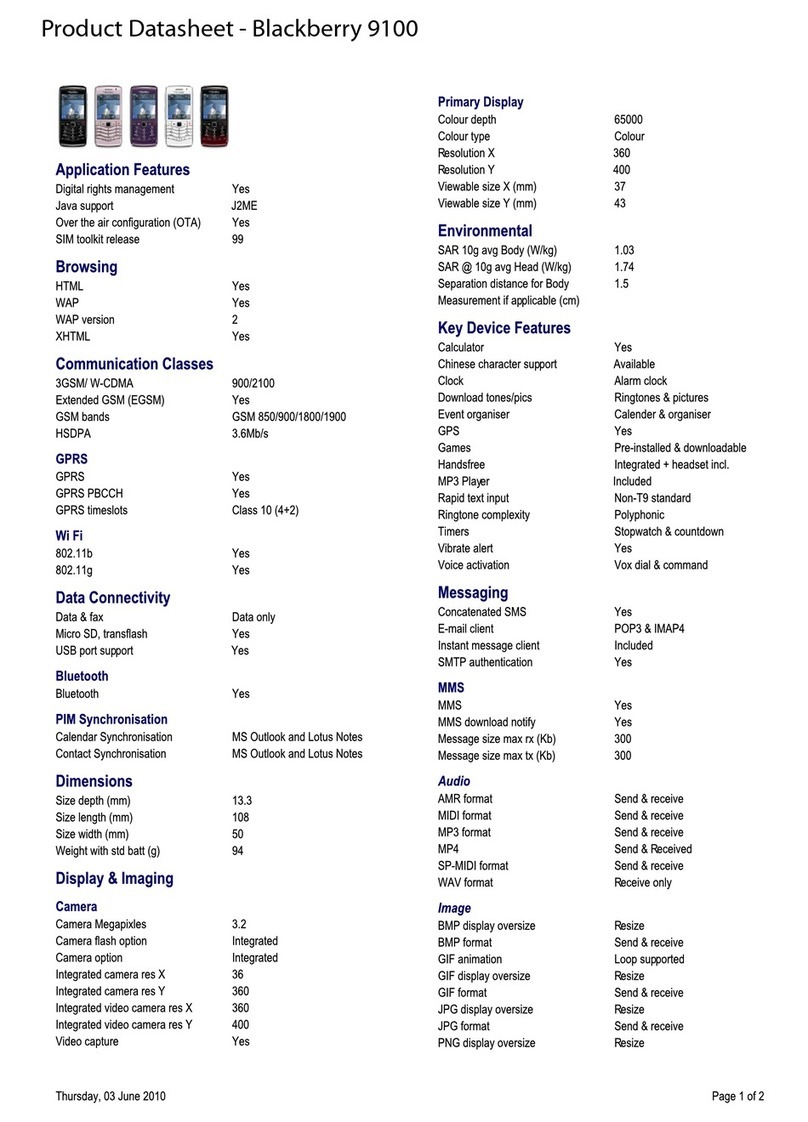 Blackbe;rry Pearl 9100 Operational manual
