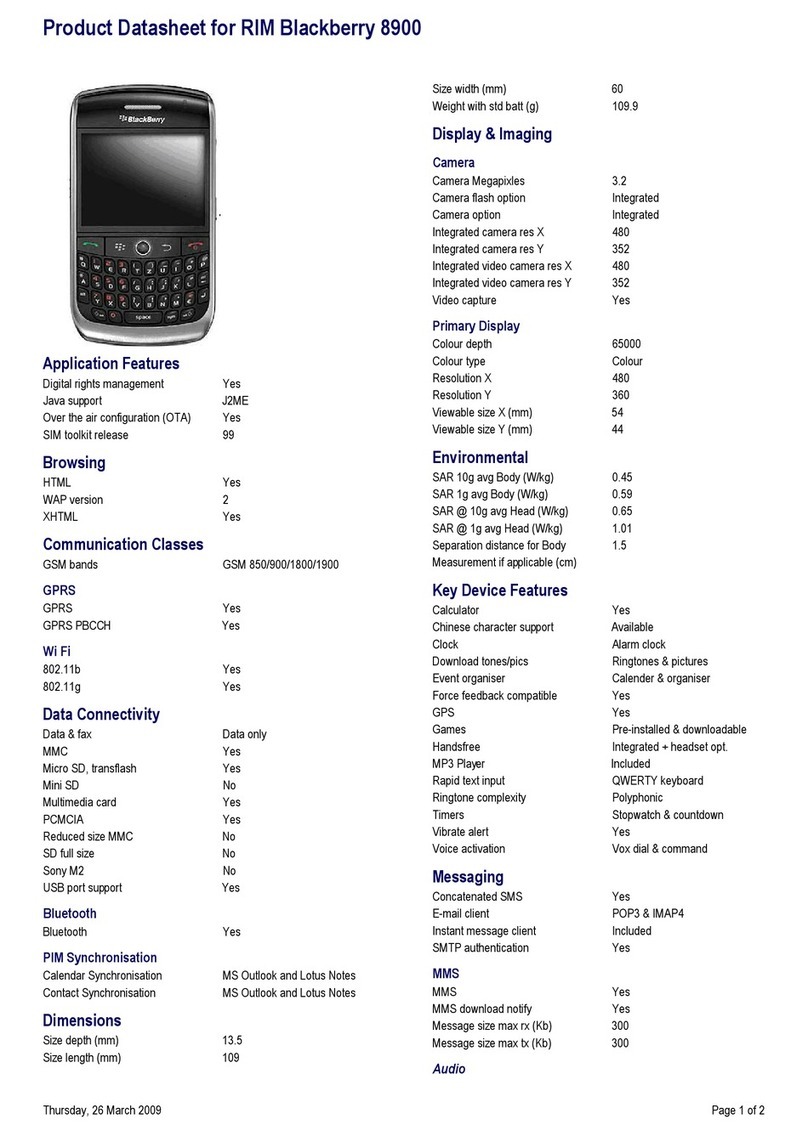 Blackbe;rry 8900 - Curve - GSM User manual