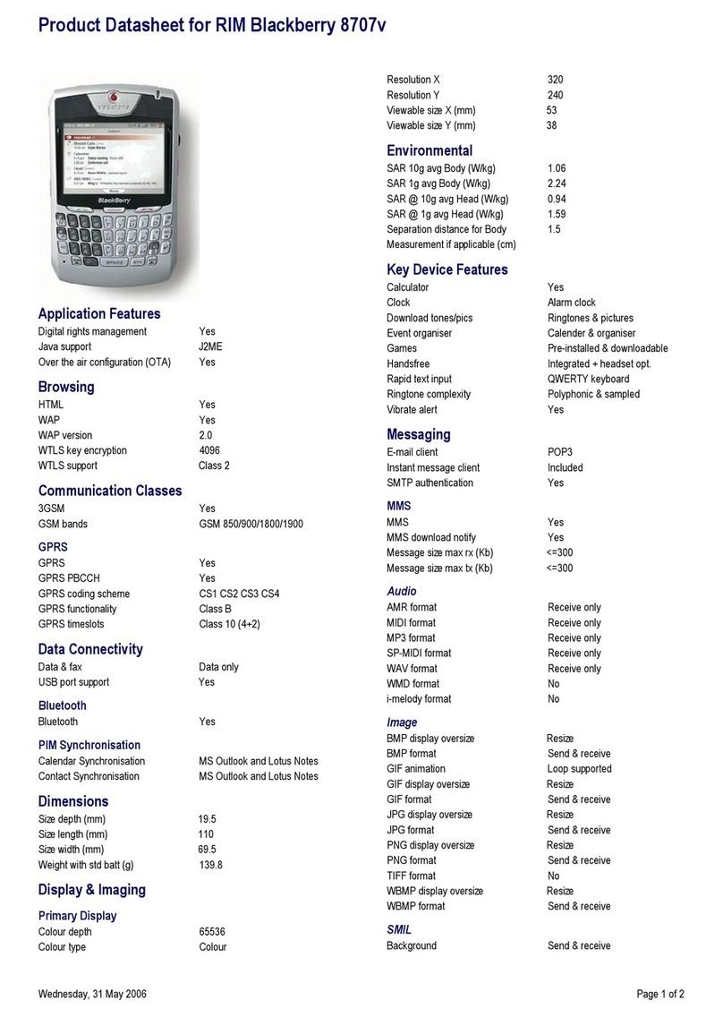 Blackbe;rry 8707v User manual