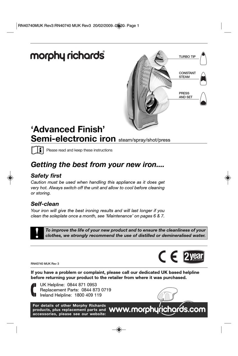Morphy Richards ADVANCED FINISH SEMI ELECTRONIC IRON instructions