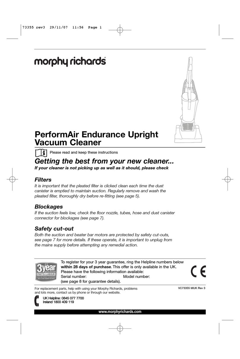 Morphy Richards 73355 PERFORMAIR ENDURANCE UPRIGHT VACUUM... User manual Morphy Richards 73355 PERFORMAIR ENDURANCE UPRIGHT VACUUM... User manual