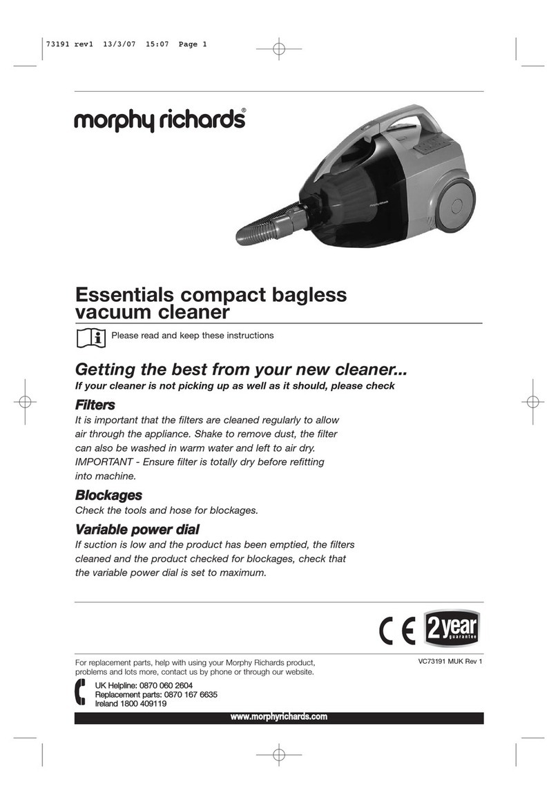 Morphy Richards ESSENTIALS COMPACT BAGLESS VACUUM CLEANER - REV... User manual Morphy Richards ESSENTIALS COMPACT BAGLESS VACUUM CLEANER - REV... User manual