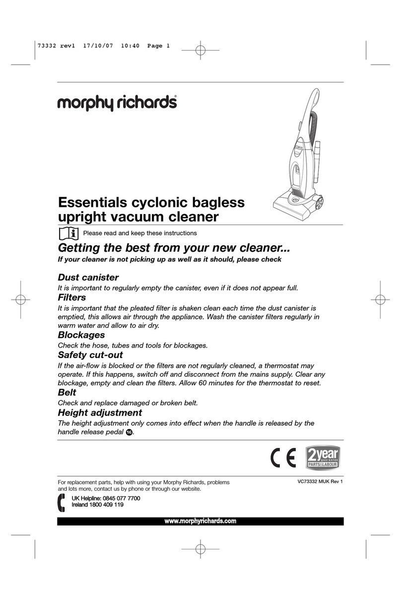 Morphy Richards ESSENTIALS CYCLONIC BAGLESS UPRIGHT VACUUM CLEANER - REV... User manual