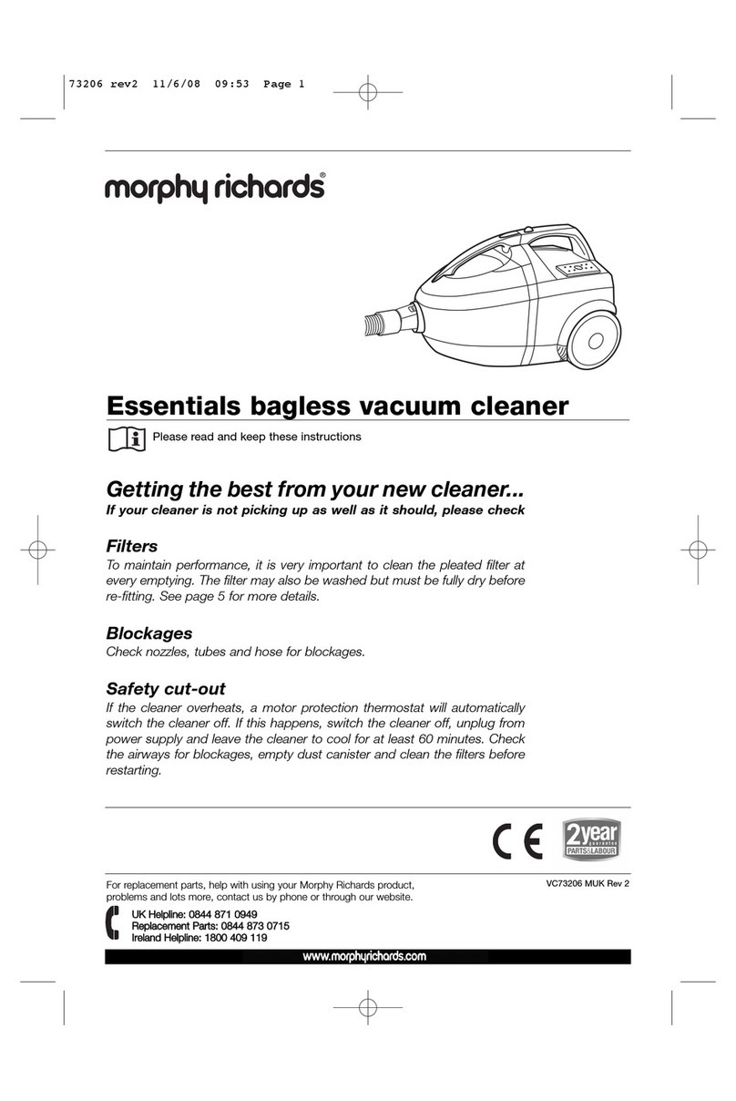 Morphy Richards ESSENTIALS BAGLESS VACUUM CLEANER manual