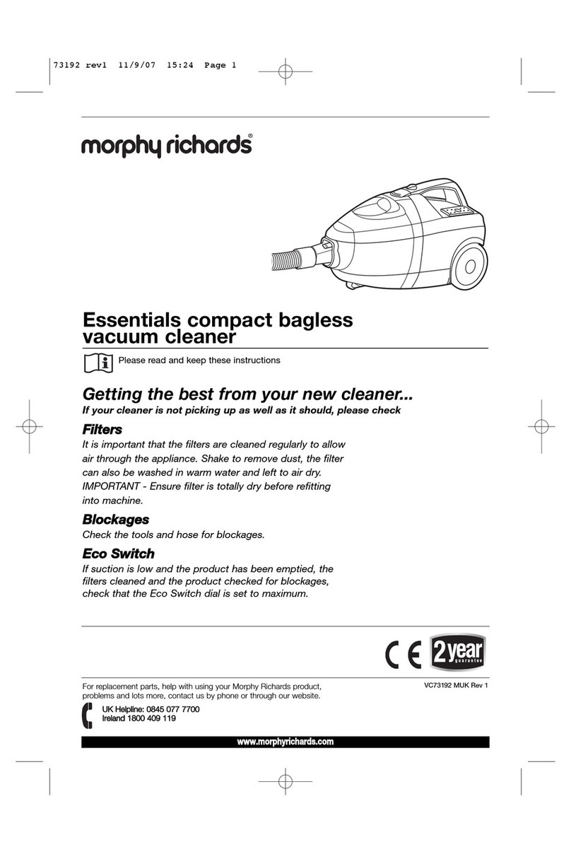 Morphy Richards ESSENTIALS COMPACT BAGLESS VACUUM CLEANER manual