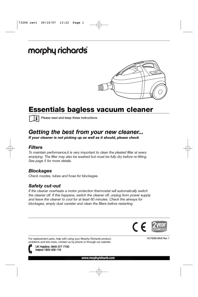 Morphy Richards ESSENTIALS BAGLESS VACUUM CLEANER - REV 1 User manual Morphy Richards ESSENTIALS BAGLESS VACUUM CLEANER - REV 1 User manual