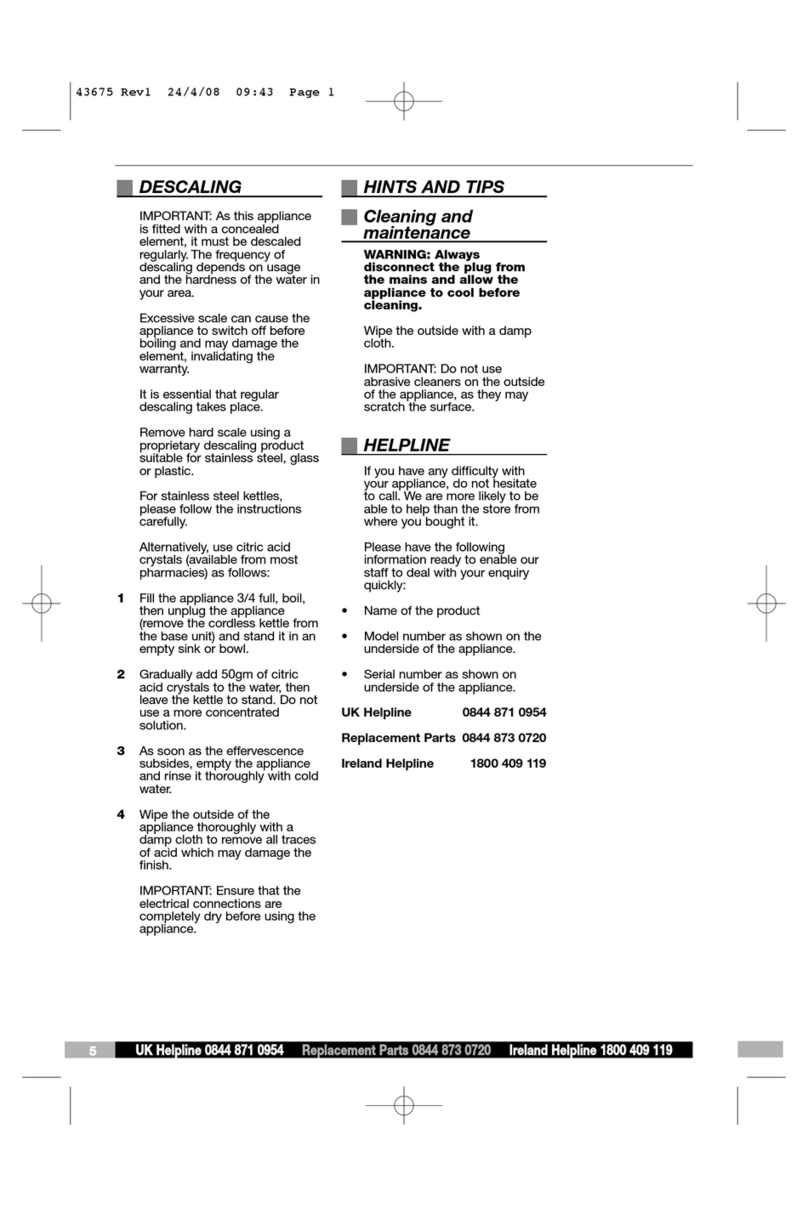 Morphy Richards ECOLECTRIC KETTLE instructions