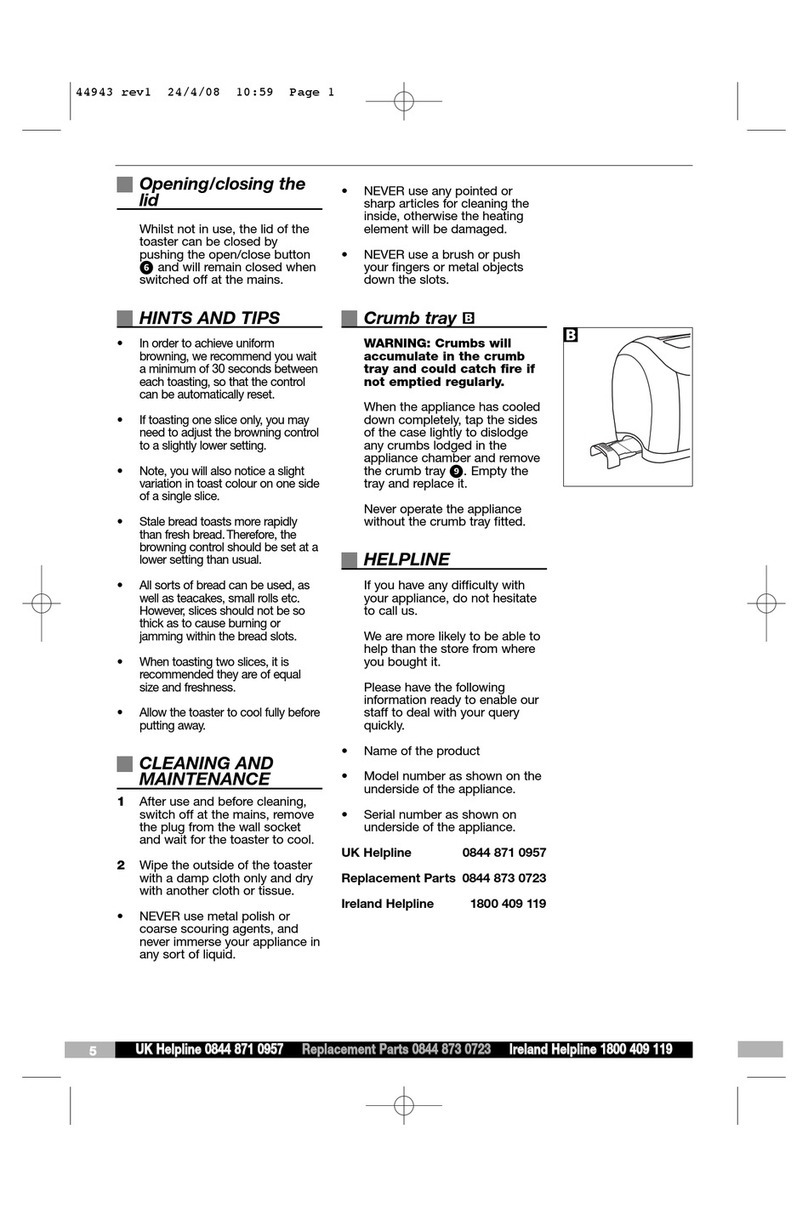 Morphy Richards 2 SLICE ACCENTS TOASTERS WITH PAUSE AND... User manual