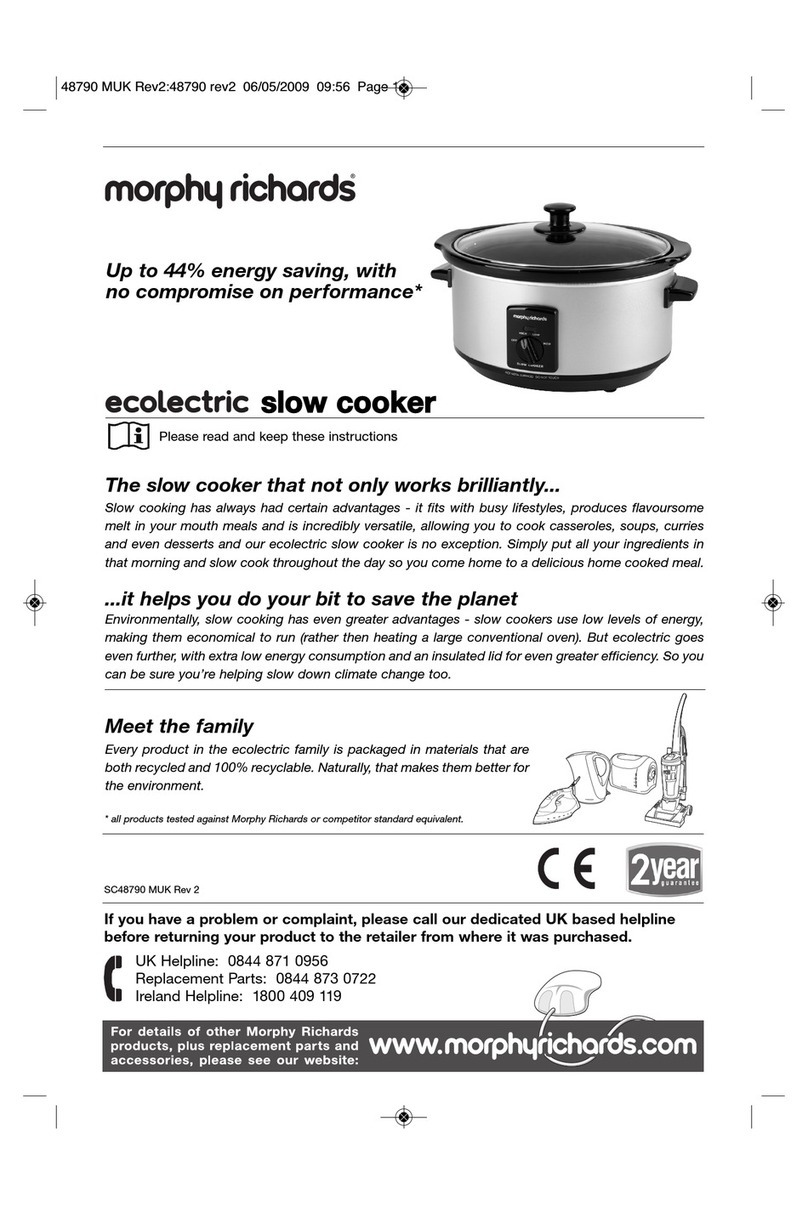 Morphy Richards ECOLECTRIC SLOW COOKER instructions