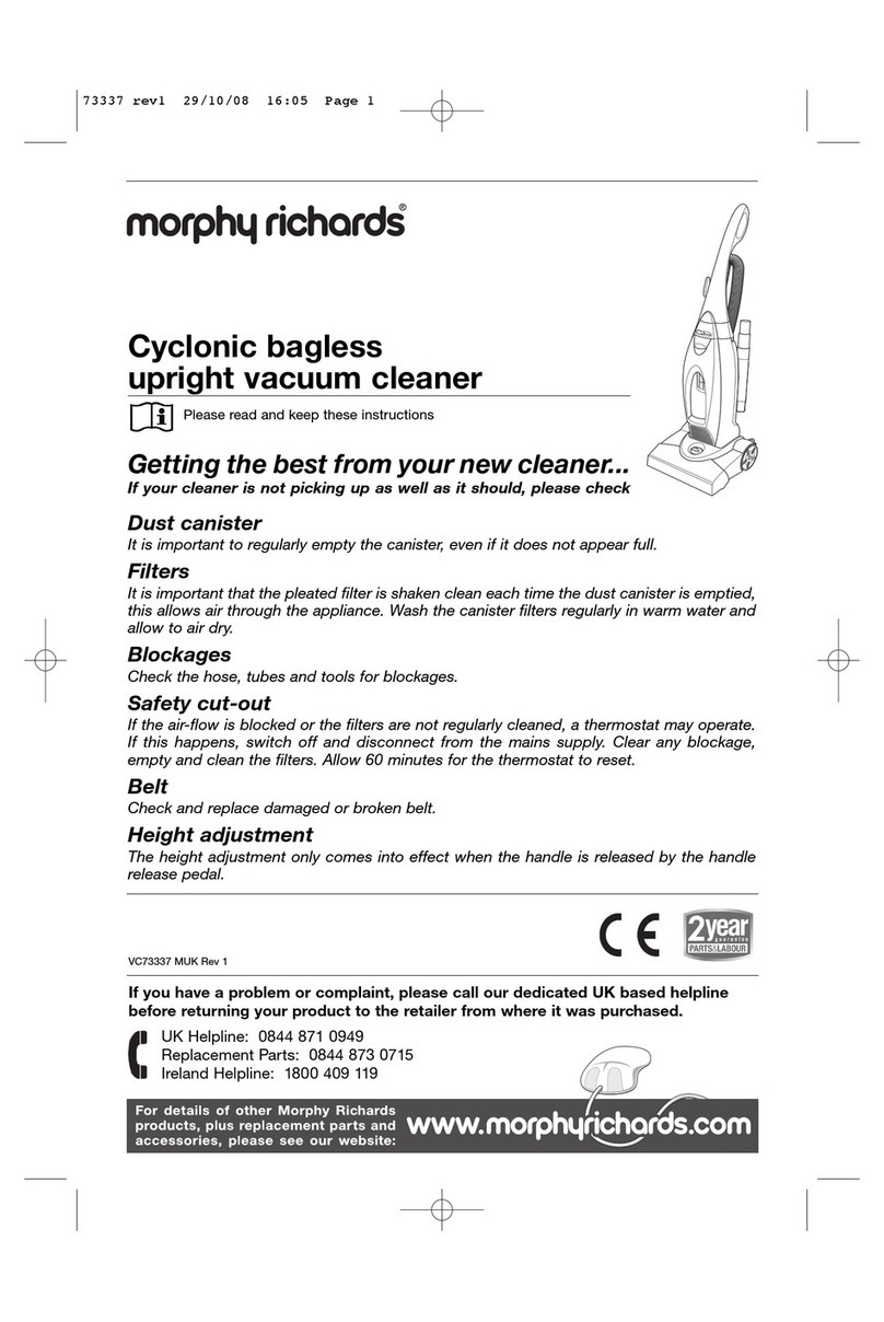 Morphy Richards CYCLONIC BAGLESS UPRIGHT VACUUM CLEANER User manual