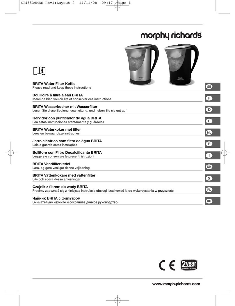 Morphy Richards BRITA WATER FILTER KETTLE 43539 instructions