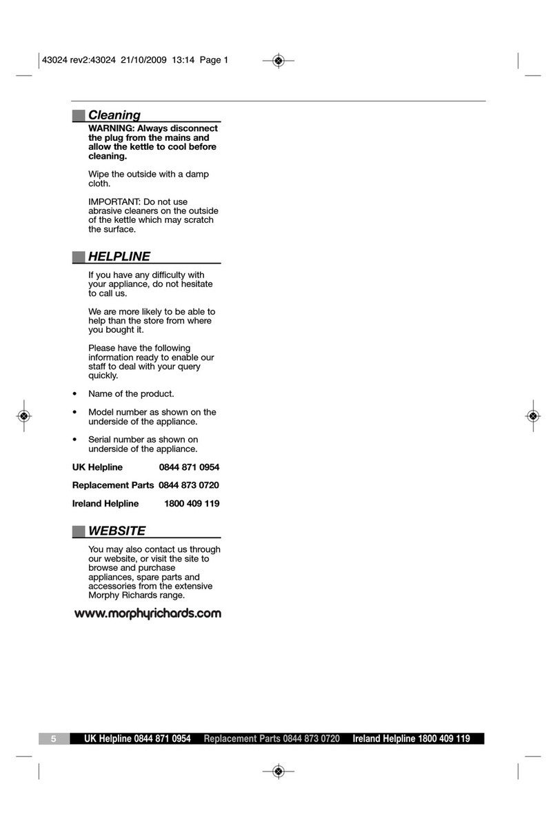 Morphy Richards 43024 BRUSHED SS JUG KETTLE User manual