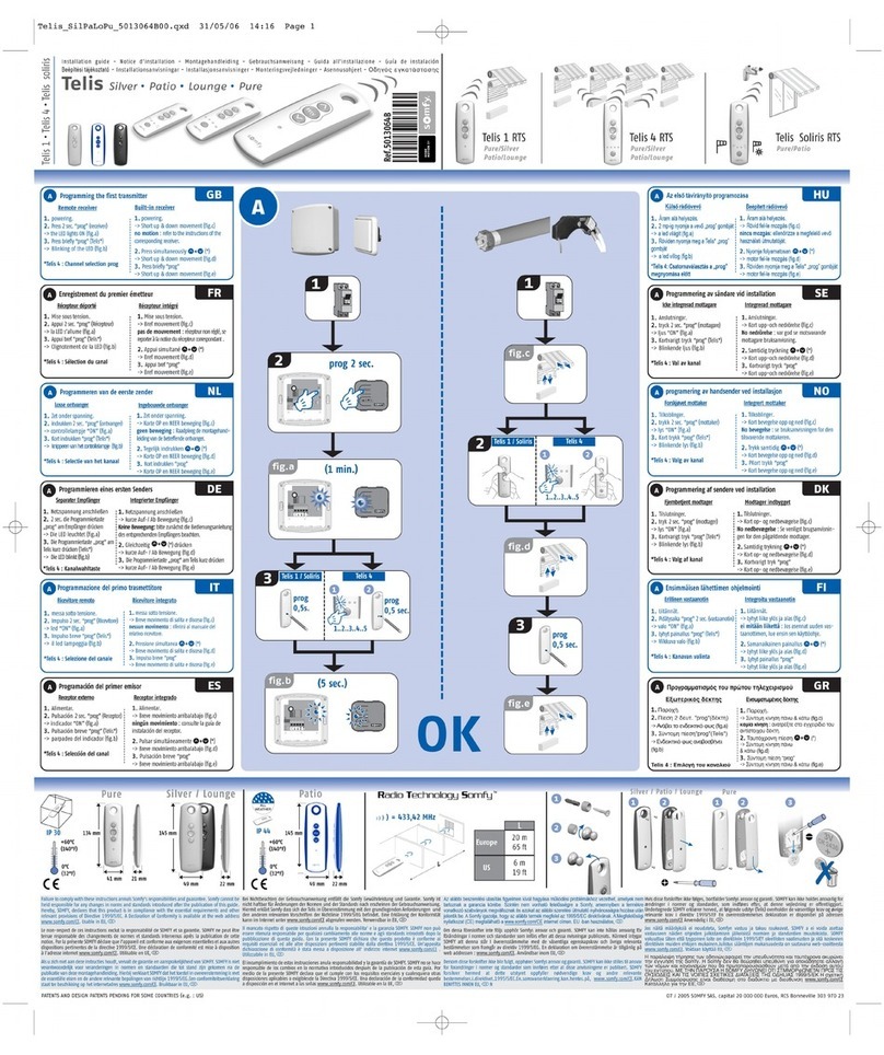 SOMFY Telis 1 Lounge User manual SOMFY Telis 1 Lounge User manual