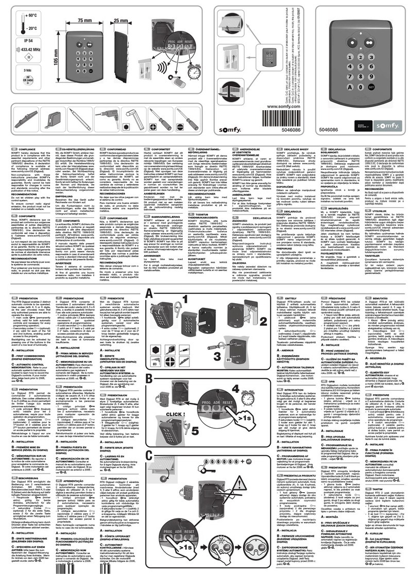 SOMFY FUNKCODETASTER RTS manual