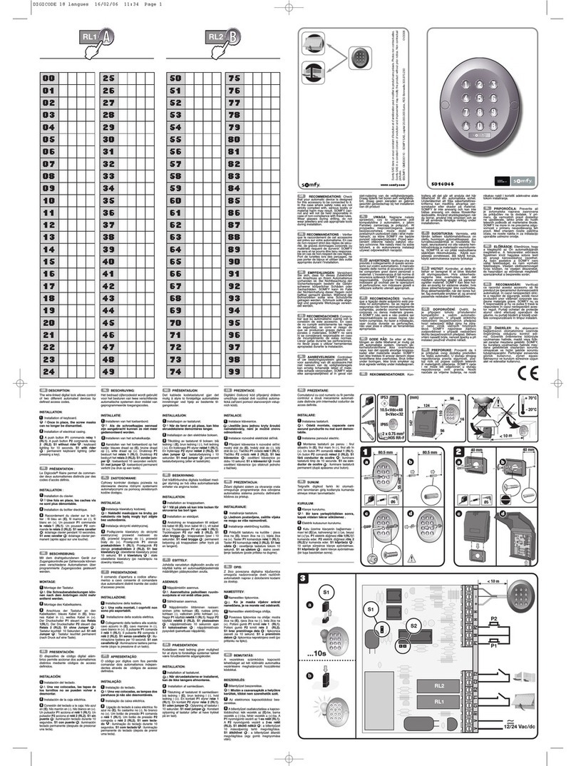 SOMFY CLAVIER TOUCHE FILAIRE installation guide