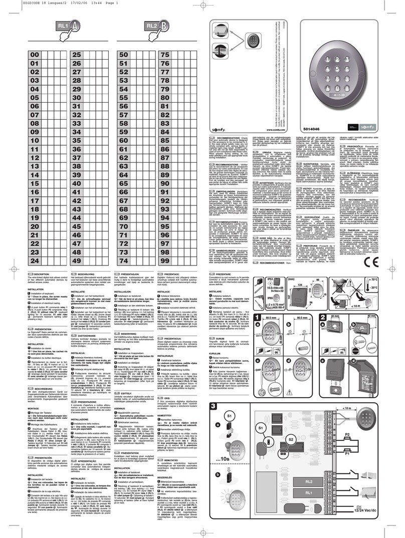 SOMFY CODETASTER 5014046 installation guide