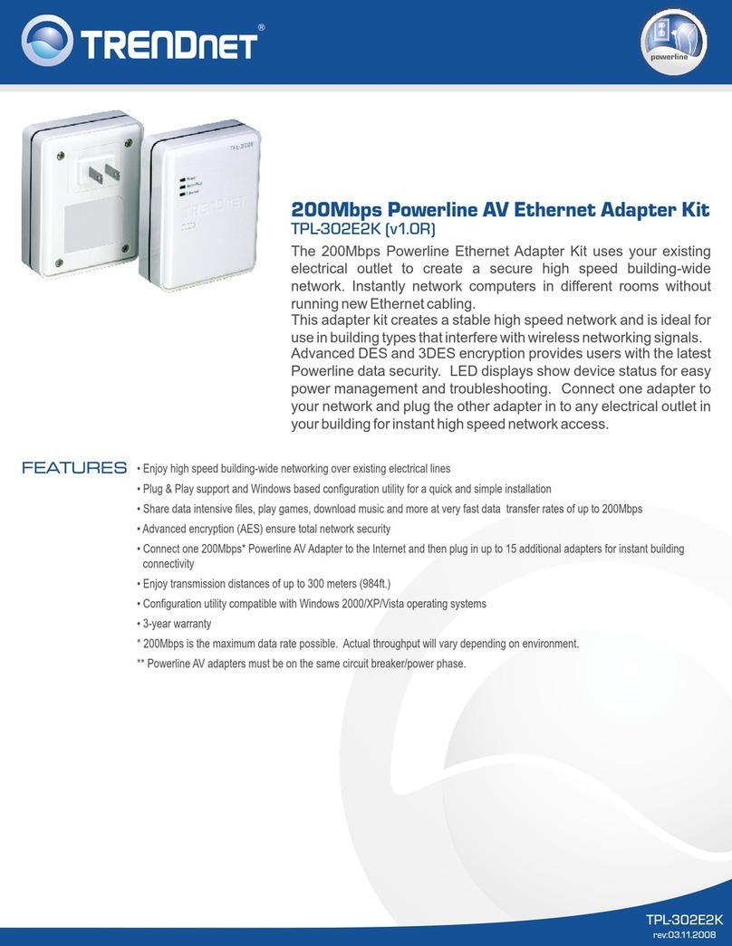 TRENDnet TPL-302E2K - Powerline AV Fast EN Adapter User manual