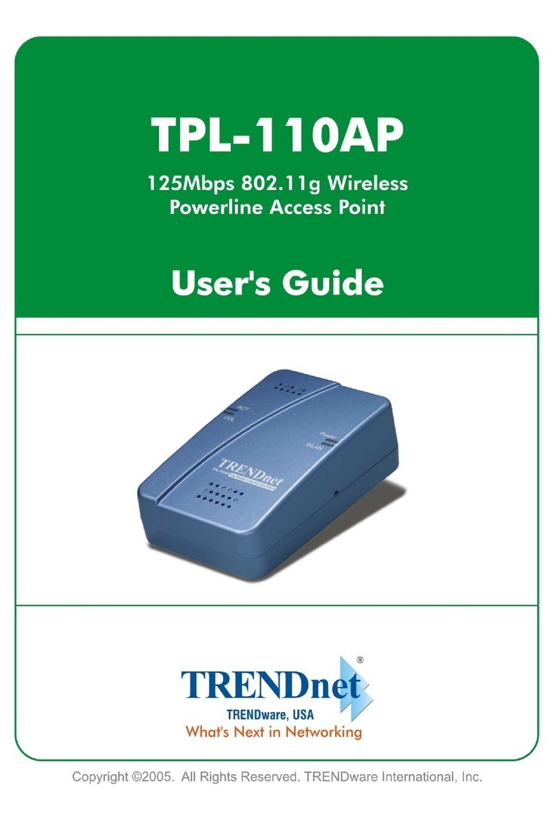 TRENDnet TPL-110AP - 125Mbps 802.11g Wireless Powerline Access... User manual