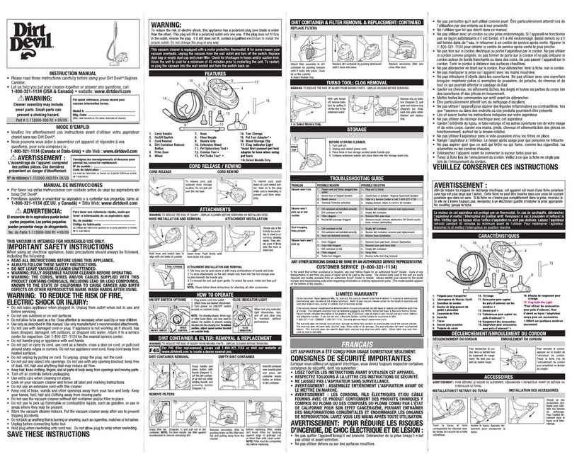 Dirt Devil SD40010 instruction manual