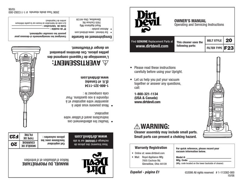 Dirt Devil M120000 owner's manual